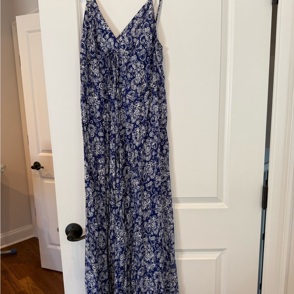 Club Monaco Navy and White Paisley Maxi Dress